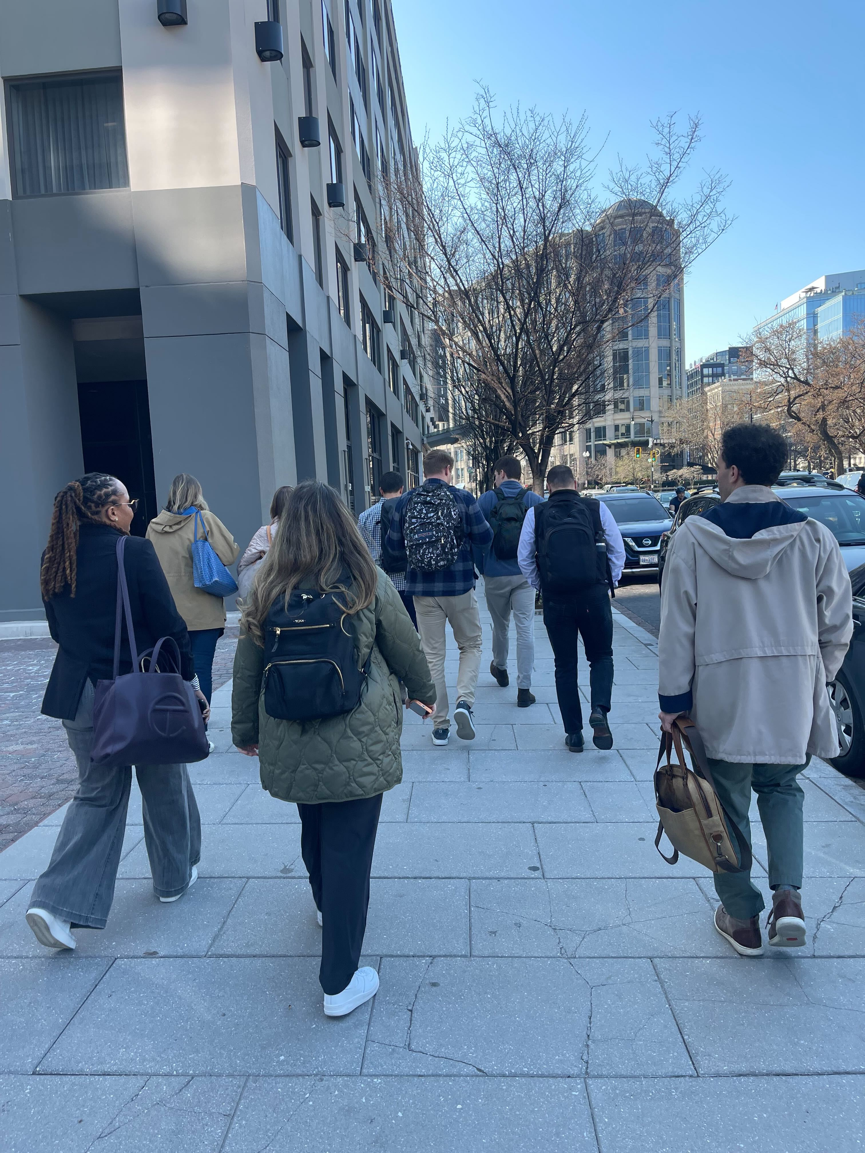Noda team walking together on a site visit